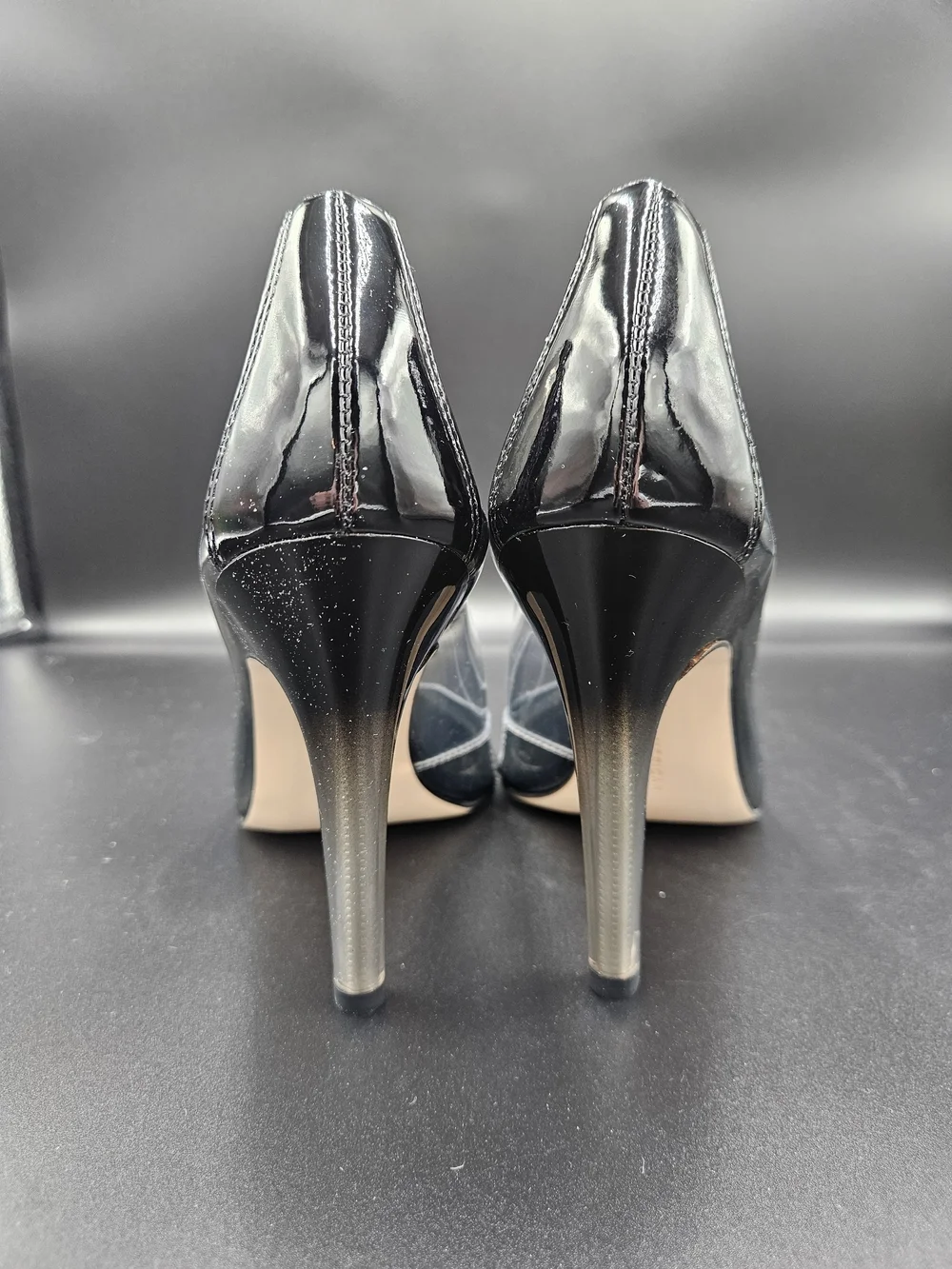 Good American Clear PVC Pointed-Toe Stilettos with Black Trim